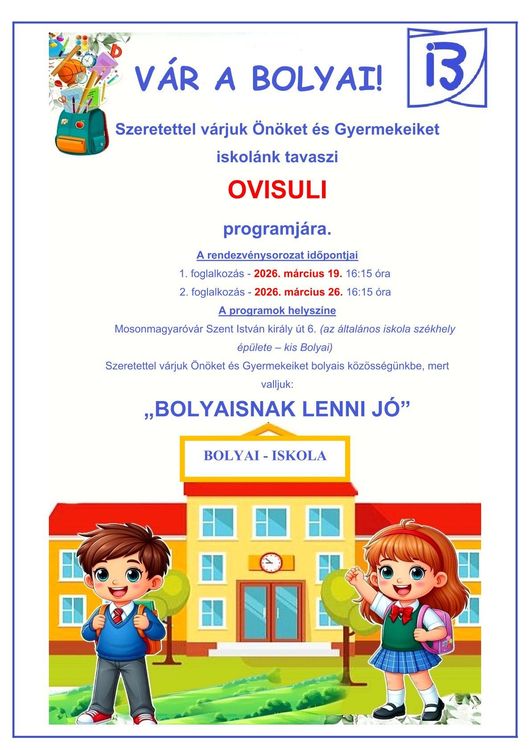 Gyere, vár a Bolyai - iskola!
