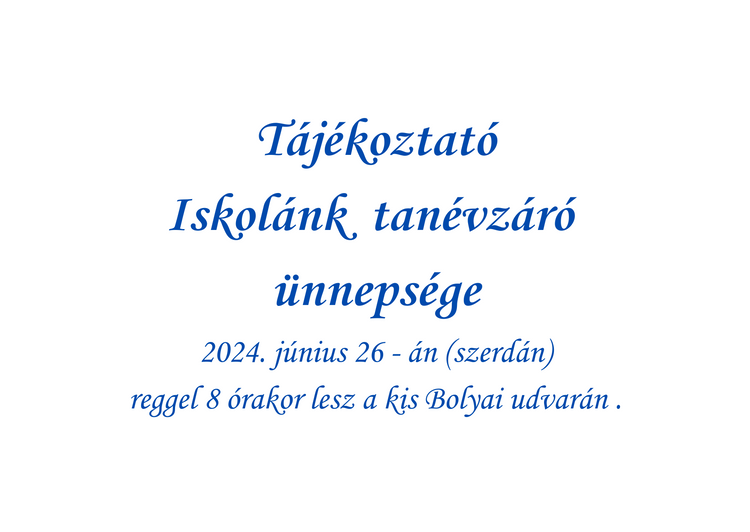 Tanévzáró ünnepség