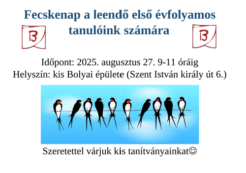 Fecskenap a leendő első évfolyamos  tanulóink számára
